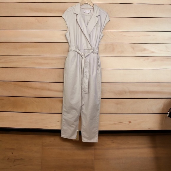 Anthropologie Ivory Demi Textured Jumpsuit Cream Color Sz 14 - Picture 4 of 13